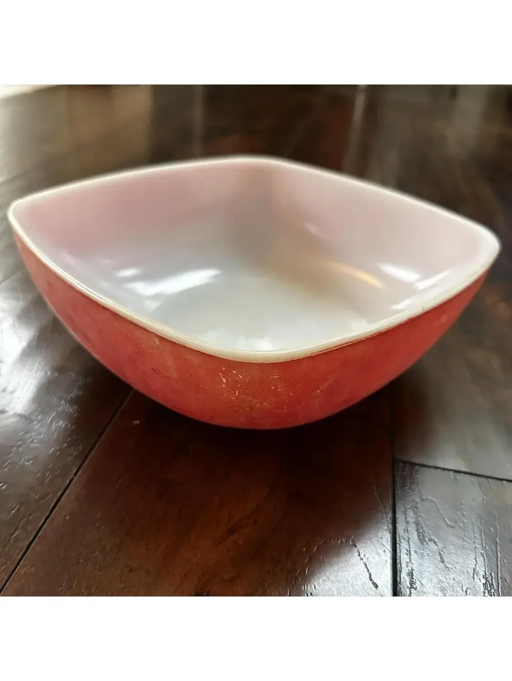VTG RED PYREX 2.5 QT SQUARE CASSEROLE DISH 625B-025 Faded AMAZING